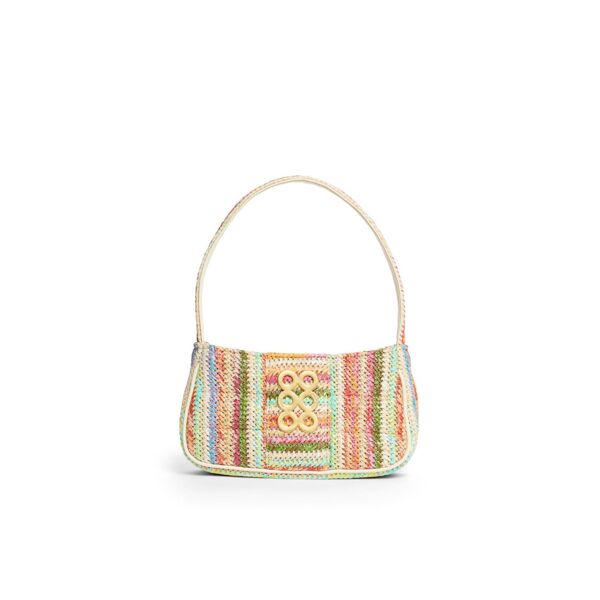 Kooreloo Rainbow Raffia Shoulder Bag multicolored-green