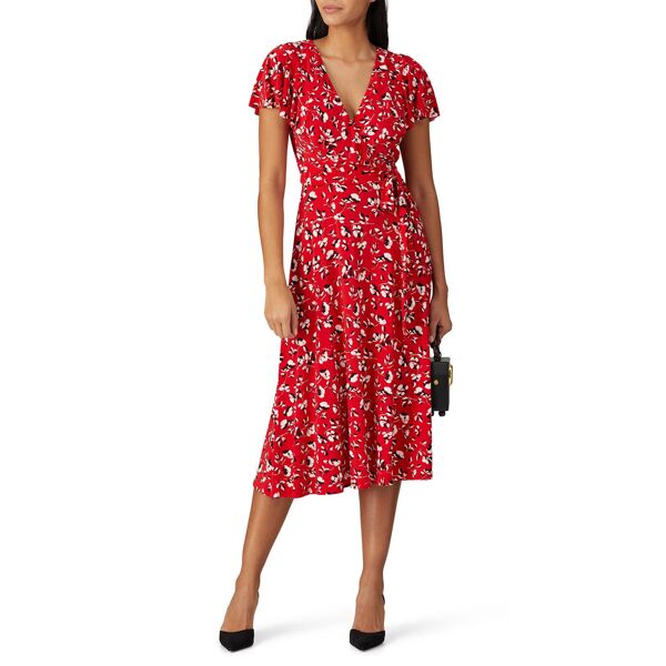 Lauren Ralph Lauren Red Floral Ruffle Dress Red-black-print