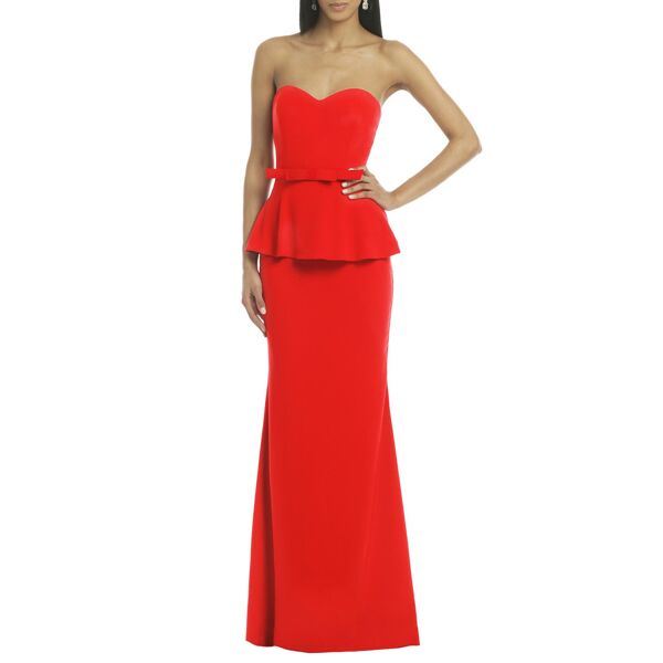 Badgley Mischka Rouge Rosalind Peplum Gown red