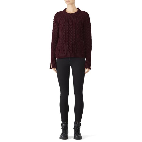 3.1 Phillip Lim Popcorn Cable Wool Pullover red