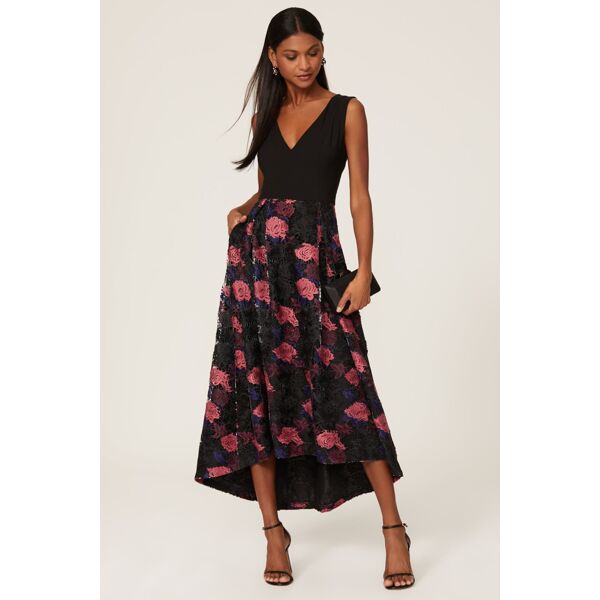 Hutch Lace Plunge Gown black-multicolored-print