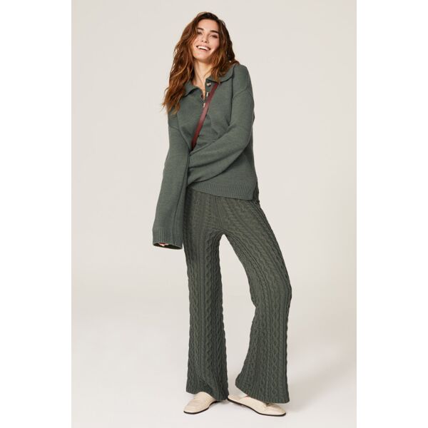 525 America Cable Knit Wide Leg Pants Green
