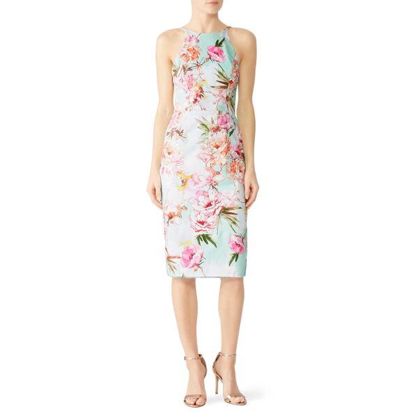 Black Halo Montego Sheath print-green