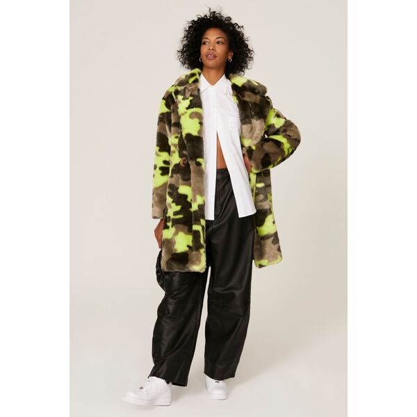 Apparis Jahaira Camo Faux Fur Coat green-print