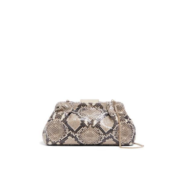 DeMellier Taupe Snake Effect Clutch brown