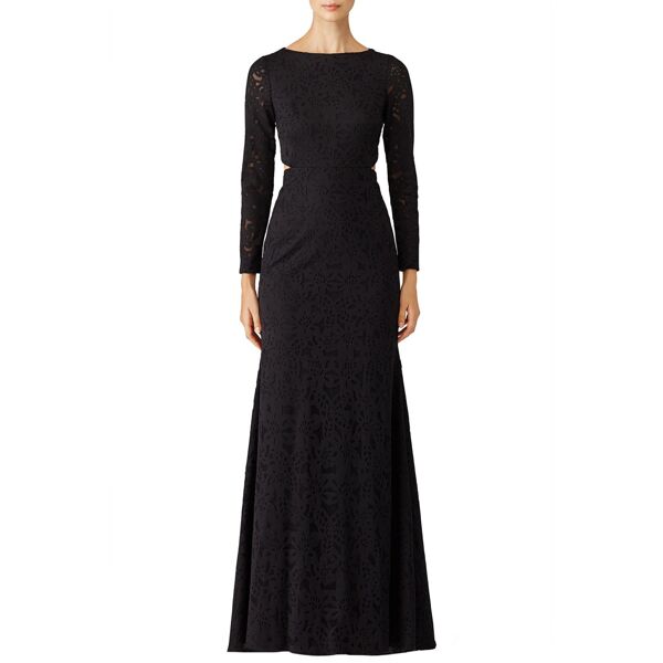 ML Monique Lhuillier Black Floral Shadow Gown black