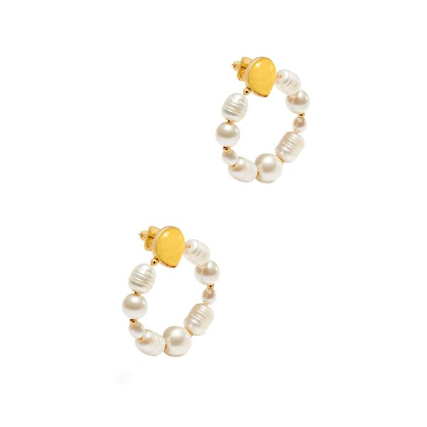 kate spade new york accessories Yellow Gold Jade Hoops white-gold-pearl