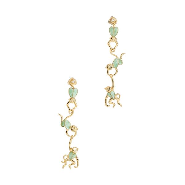 kate spade new york accessories Green Linear Monkey Earrings green-gold