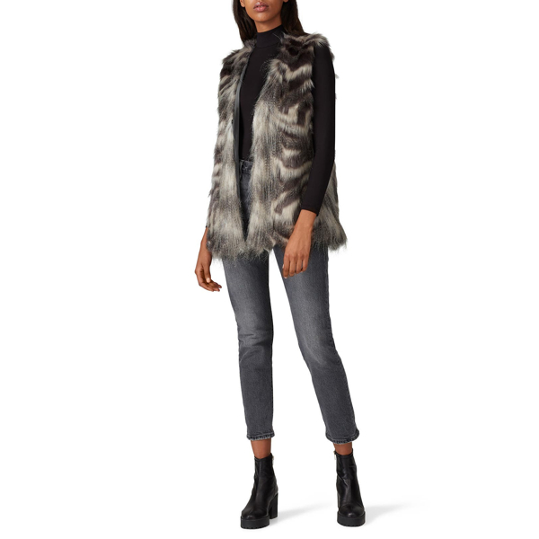 faux fur vest grey