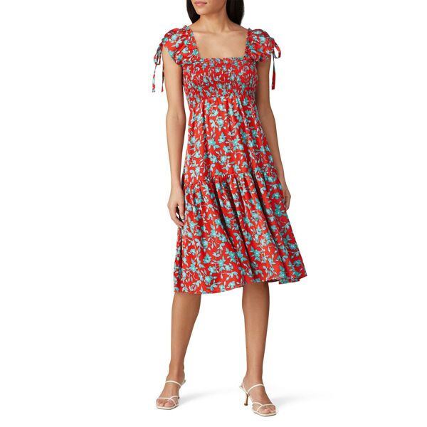 Love, Whit by Whitney Port Red Floral Printed Dress red-print-blue