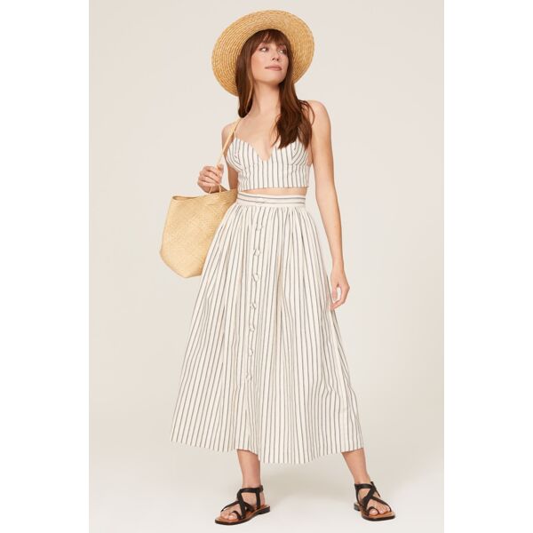 Adam Lippes Stripe Button Front Skirt print-white-blue