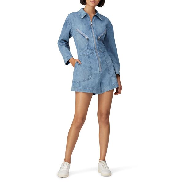 7 For All Mankind Zips Denim Flight Romper blue