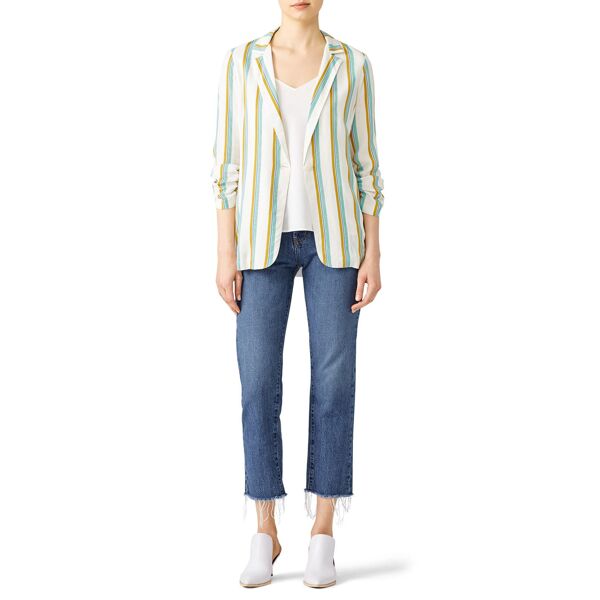 Amanda Uprichard Striped Brooklyn Blazer white-print
