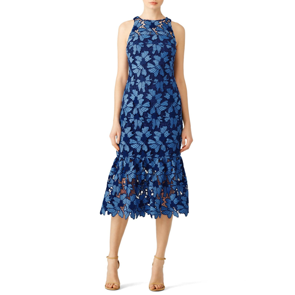shoshanna blue lace dress