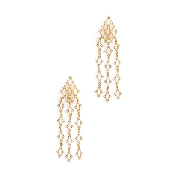 Kenneth Jay Lane Diamond Shape Waterfall Clip Earrings gold