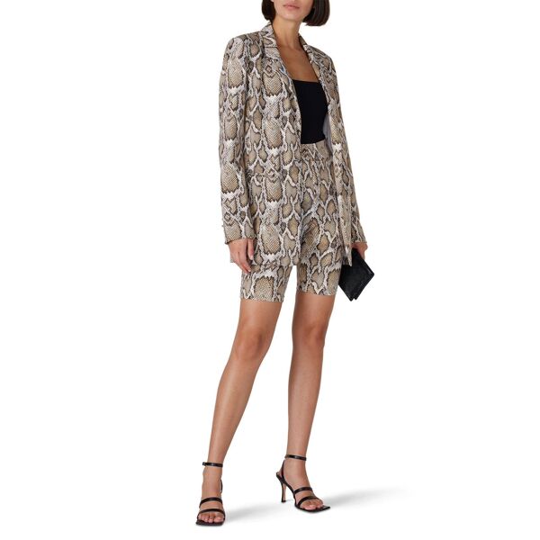 Afrm Curtis Snake Print Blazer cream-brown-print