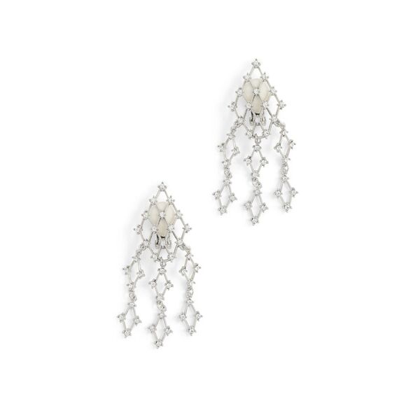Kenneth Jay Lane Silver Crystal Waterfall Clip Earrings silver-crystal_clear