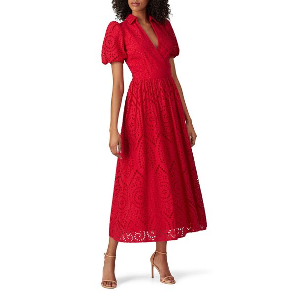 Badgley Mischka Red Eyelet Dress red