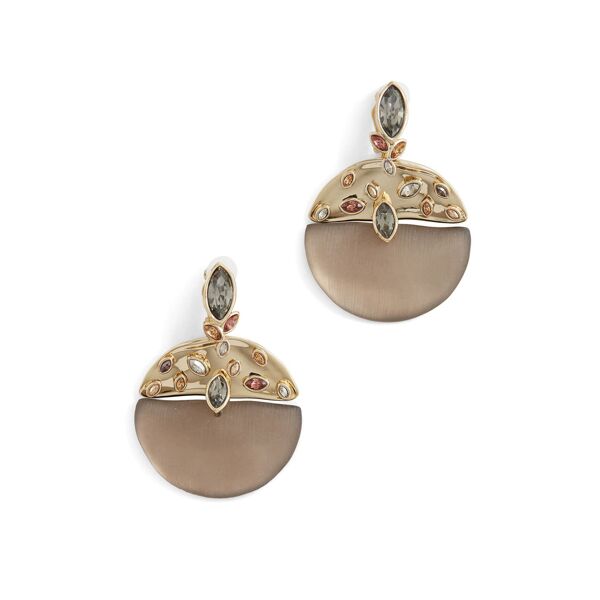 Alexis Bittar Crumpled Metal Navette Clip Earrings gold-multicolored