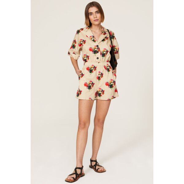 Adam Lippes Collective Blurry Floral Romper brown-multicolored-print