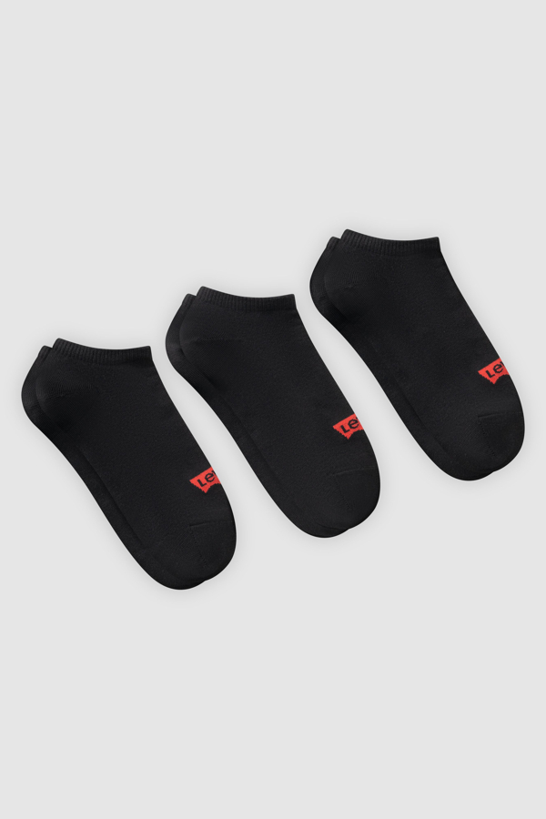 Skarpety stópki Levi's z logo w kształcie skrzydła nietoperza Batwing z bawełny z recyklingu - 3 pary - Mężczyźni - 35 - Black