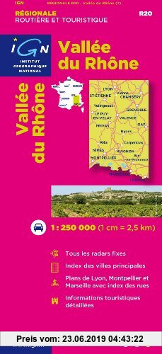 Gebr. - Vallée du Rhône 2011. 1 : 250 000: Carte haute précision et lisibilité optimale / Tous les radars fixes / Nouvelle numérotation des routes / I