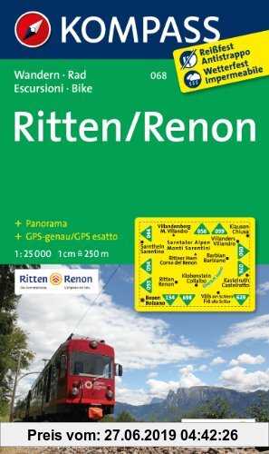 Gebr. - Ritten /Renon: Wanderkarte mit Panorama und Radwegen. GPS-genau. 1:25000
