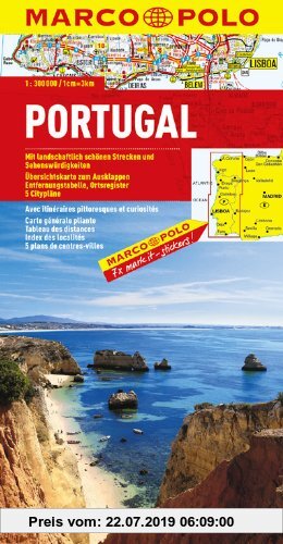 Gebr. - MARCO POLO Länderkarte Portugal 1:300.000: Mit landschaftlich schönen Strecken und Sehenswürdigkeiten. Übersichtskarte zum Ausklappen, Entfern