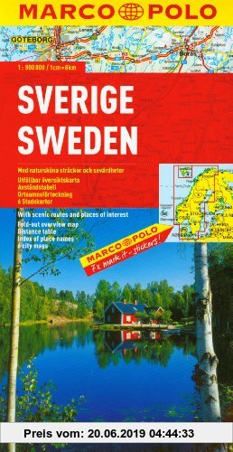 Gebr. - MARCO POLO Länderkarte Schweden 1:800.000: Mit landschaftlich schönen Strecken und Sehenswürdigkeiten. Übersichtskarte zum Ausklappen, Entfern