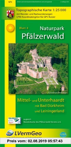 Gebr. - Naturpark Pfälzerwald /Mittel- und Unterhaardt mit Bad Dürkheim und Leiningerland: Naturparkkarte 1:25 000 mit Wander- und Radwanderwegen