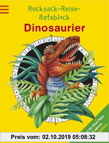 Rucksack-Reise-Rateblock Dinosaurier. Rätsel für Dino-Fans, mit Daumenkino