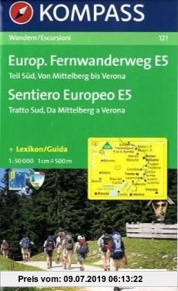 Gebr. - Europäischer Fernwanderweg E 5, Teil Süd: Wandern / Escursioni. 1:50.000
