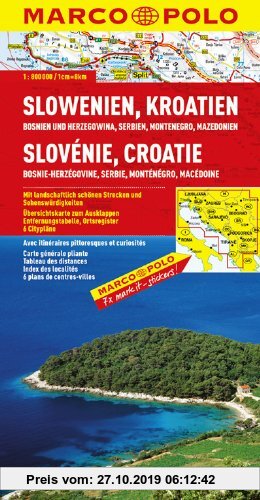 Gebr. - MARCO POLO Länderkarte Slowenien, Kroatien, Bosnien und Herzegowina, Serbien Montenegro, Mazedonien 1:800.000: Mit landschaftlich schönen Str