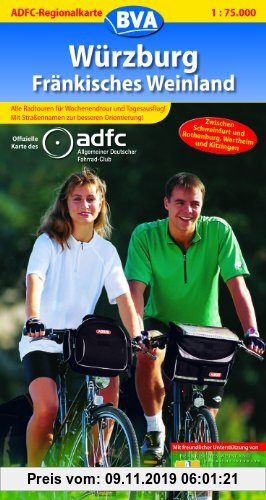 Gebr. - ADFC Regionalkarten, Würzburg: Zwischen Schweinfurt und Rothenburg, Wertheim und Kitzingen. Offizielle Karte des Allgemeinen Deutschen Fahrrad