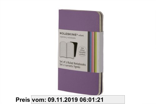 Gebr. - Moleskine Volant Notizhefte (liniert, X-Small, Weicher Einband) 2er-Set hellviolett/violett
