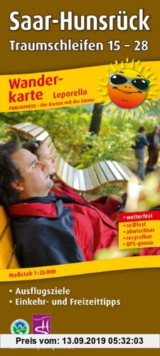 Gebr. - Wanderkarte Leporello Saar-Hunsrück Traumschleifen 15-28:mit Ausflugszielen, Einkehr- & Freizeittipps, wetterfest, reißfest, abwischbar, GPS-g