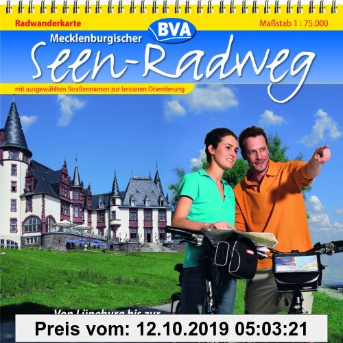 Gebr. - Mecklenburgischer Seen-Radweg 1 : 75 000. Radwanderkarte: Von Lüneburg bis zur Insel Usedom. Radwanderkarte mit ausgewählten Straßennamen zur