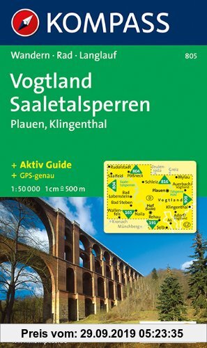 Gebr. - Vogtland - Saaletalsperren - Plauen: Wanderkarte mit Kurzführer, Radwegen und Loipen. 1:50.000 (Kompaß-Wanderkarte, Band 805)