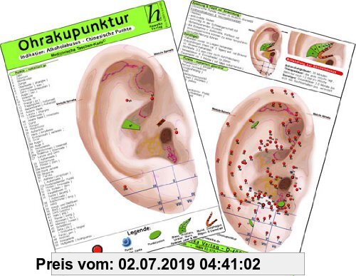 Gebr. - Ohrakupunktur - Indikation: Chronische Polyarthritis - chinesische Ohrakupunktur / Medizinische Taschen-Karte