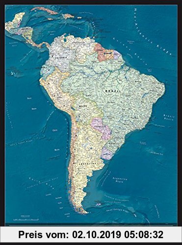 Gebr. - COLUMBUS Kontinentkarte SÜDAMERIKA: 5-farbig auf Spezialpapier gedruckt, mit Matt-Glanz-Kontrasten der Kontinente 85 x 115 cm, 1:8.750.000