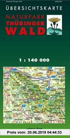 Gebr. - Übersichtskarte Naturpark Thüringer Wald: Mit Naturpark-Route. Maßstab 1:140.000.