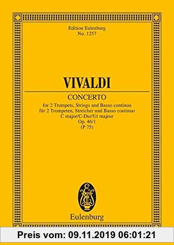 Gebr. - Concerto C-Dur: op. 46/1. RV 537/PV 75. 2 Trompeten, Streicher und Basso continuo. Studienpartitur. (Eulenburg Studienpartituren)