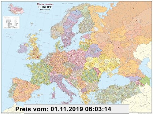 Gebr. - Postleitzahlkarte Europa: Mit Oberflächenlaminat