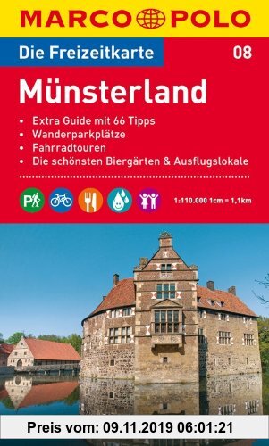 Gebr. - MARCO POLO Freizeitkarte Münsterland 1:110.000: Extra Guide mit 66 Tipps / Wanderparkplätze / Fahrradtouren / Die schönsten Biergärten & Ausfl