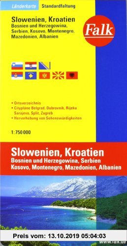 Gebr. - Falk Länderkarte Slowenien / Kroatien / Bosnien-Herzegowina / Serbien und Montenegro / Makedonien / Albanien 1:750 000