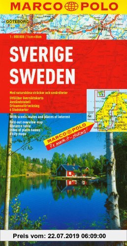 Gebr. - MARCO POLO Länderkarte Schweden 1:800.000: Mit landschaftlich schönen Strecken und Sehenswürdigkeiten. Übersichtskarte zum Ausklappen, Entfern