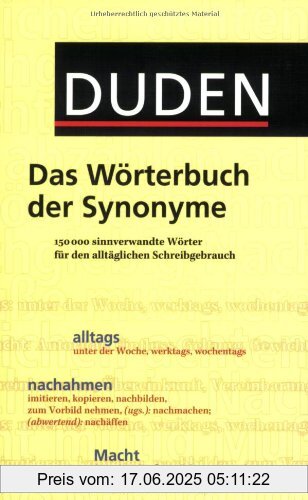 Binding : Broschiert, Edition : 1., Nach den 2006 verabschiedeten Regeln der deutschen Rechtschreibung aktualisierter Neudruck der 1. Auflage., Label : Bibliograph. Instit. Gmbh, Publisher : Bibliograph. Instit. Gmbh, medium : Broschiert, numberOfPages : 330, publicationDate : 2006-02-16, publishers : Dudenredaktion, languages : german, ISBN : 3411724811