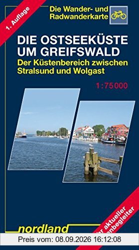 Die Ostseeküste um Greifswald, Der Küstenbereich zwischen Stralsund und Wolgast: 1:75000, Wander- und Radwanderkarte (Deutsche Ostseeküste)