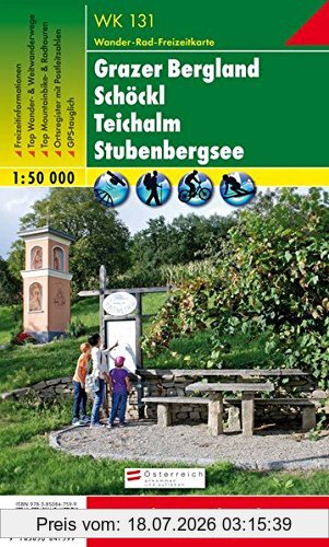 Freytag-Berndt und Artaria Kg Freytag Berndt Wanderkarten, Wk 131, Grazer Bergland-Schöckl-Teichalm-Stubenbergsee, Gps, Utm - Maßstab 1, 50 000