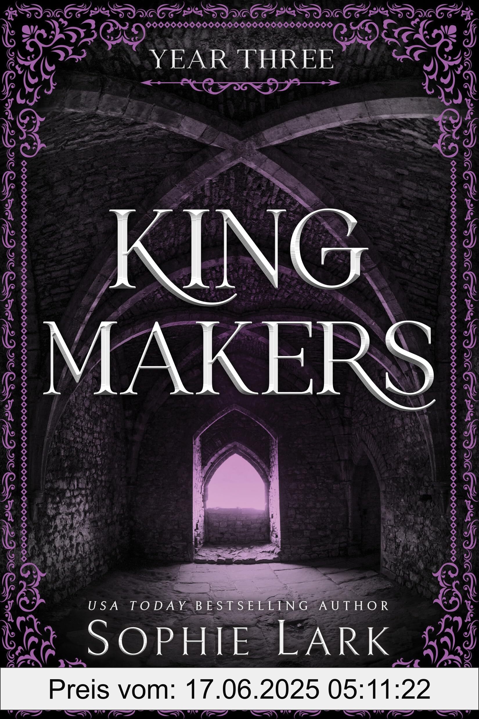Binding : paperback, Edition : 1, Label : Kingmakers Year Three : A Spicy Dark College Bully Romance (Kingmakers Book 3), medium : paperback, numberOfPages : 384, publicationDate : 2024-12-17, releaseDate : 2024-12-17, languages : english, ISBN : 146423387X